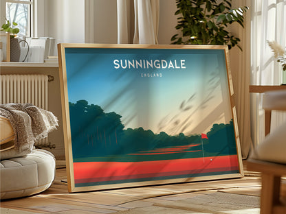 Sunningdale, England Landscape Poster | Golf Wall Art & Framed or Unframed Links Poster — framed and ready to hang