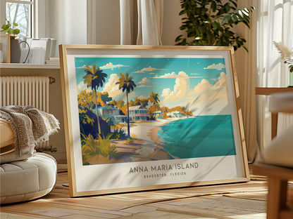 Anna Maria Island Landscape Matte Border Poster | Bradenton, Florida Coastal Beach Decor — framed and ready to hang