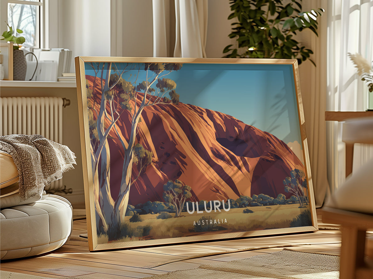 Uluru Landscape, Australia Poster | Outback Sunset Framed or Unframed Wall Art — framed and ready to hang