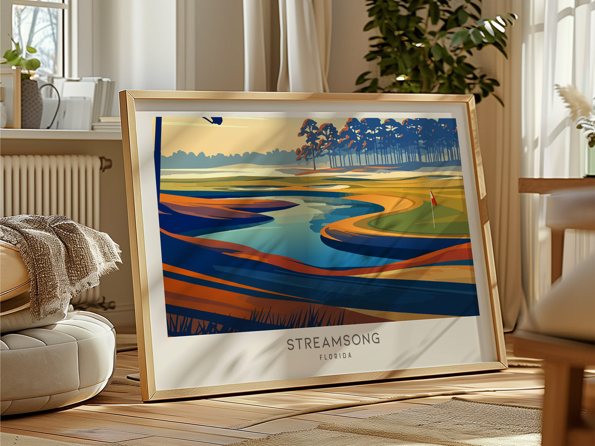 Streamsong Landscape Matte Border Poster | Florida Travel Wall Art — framed and ready to hang