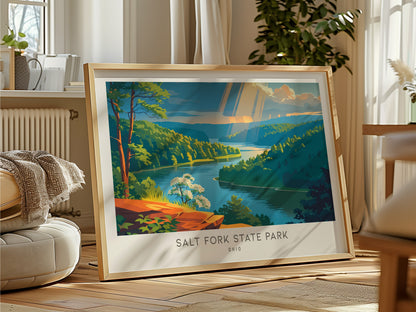 Salt Fork State Park Landscape Matte Border Poster | Ohio Vacation Wall Art — framed and ready to hang