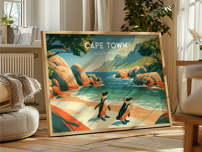 Cape Town, South Africa Landscape Poster | Harbor & Cityscape Travel Gift Wall Art — framed and ready to hang