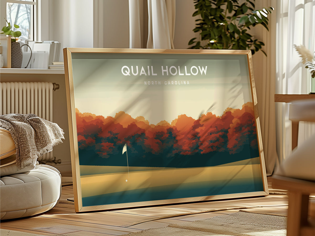 Quail Hollow, North Carolina Landscape Poster | Links Poster & Framed or Unframed Golf Course Wall Art — framed and ready to