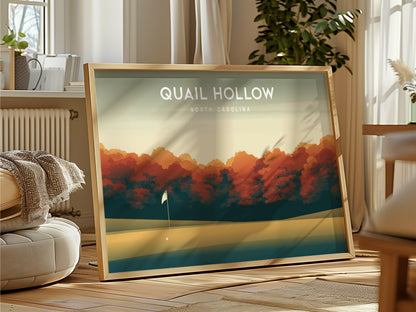 Quail Hollow, North Carolina Landscape Poster | Links Poster & Framed or Unframed Golf Course Wall Art — framed and ready to