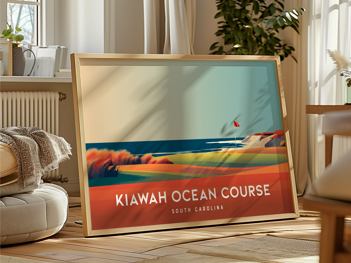 Kiawah Ocean Course Landscape Poster | South Carolina Country Club Decor Wall Art — framed and ready to hang