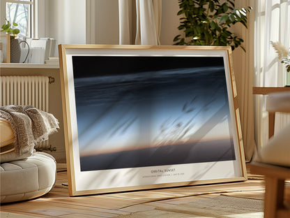 Orbital Sunset Landscape Poster | NASA International Space Station Space Photography Wall Art — framed and ready to hang