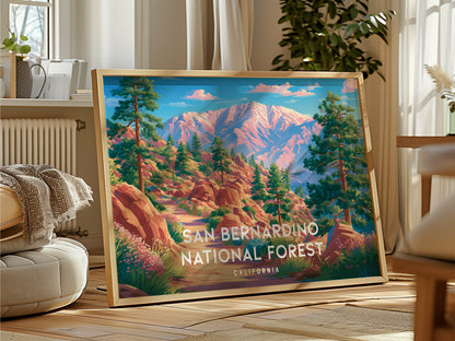 San Bernardino National Forest Landscape Poster | California Travel Wall Art — framed and ready to hang