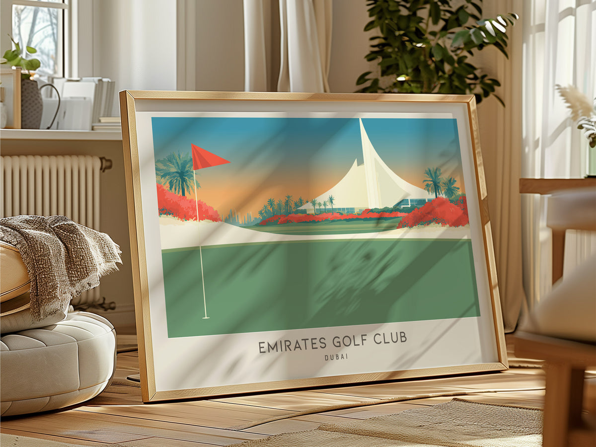 Emirates Golf Club Landscape Matte Border Poster | Dubai Golf Wall Art & Framed or Unframed — framed and ready to hang