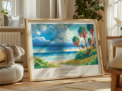 Siesta Key Landscape Matte Border Poster | Travel Wall Art — framed and ready to hang