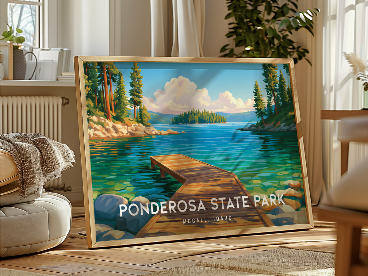 Ponderosa State Park Landscape Poster | McCall, Idaho Vacation Wall Art — framed and ready to hang