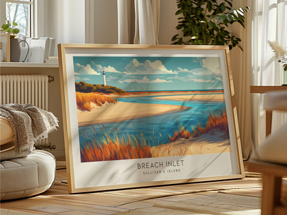Breach Inlet Landscape Matte Border Poster | Sullivan's Island Beach House Decor Destination Print — framed and ready to hang