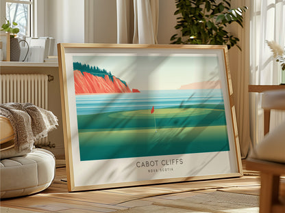 Cabot Cliffs Landscape Matte Border Poster | Nova Scotia Country Club Decor Links Poster — framed and ready to hang