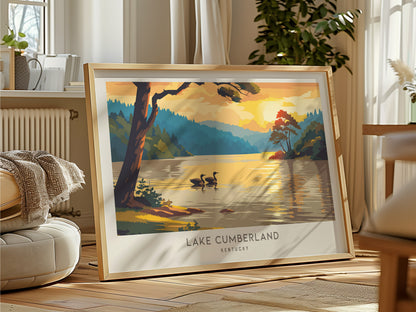 Lake Cumberland Landscape Matte Border Poster | Kentucky Travel Wall Art — framed and ready to hang