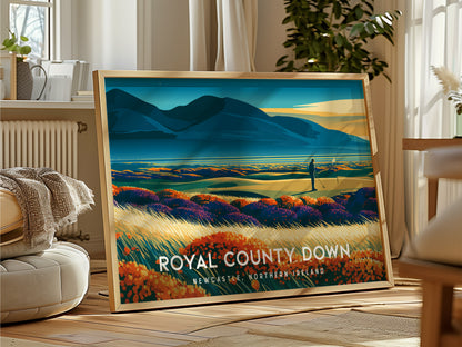 Royal County Down, Newcastle, Northern Ireland Poster | Landscape Links Poster Golf Wall Art — framed and ready to hang