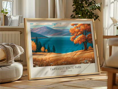 Farragut State Park Landscape Matte Border Poster | Athol, Idaho Vacation Wall Art — framed and ready to hang