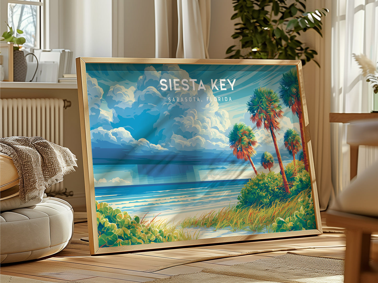 Siesta Key Landscape Poster | Sarasota, Florida Travel Wall Art — framed and ready to hang