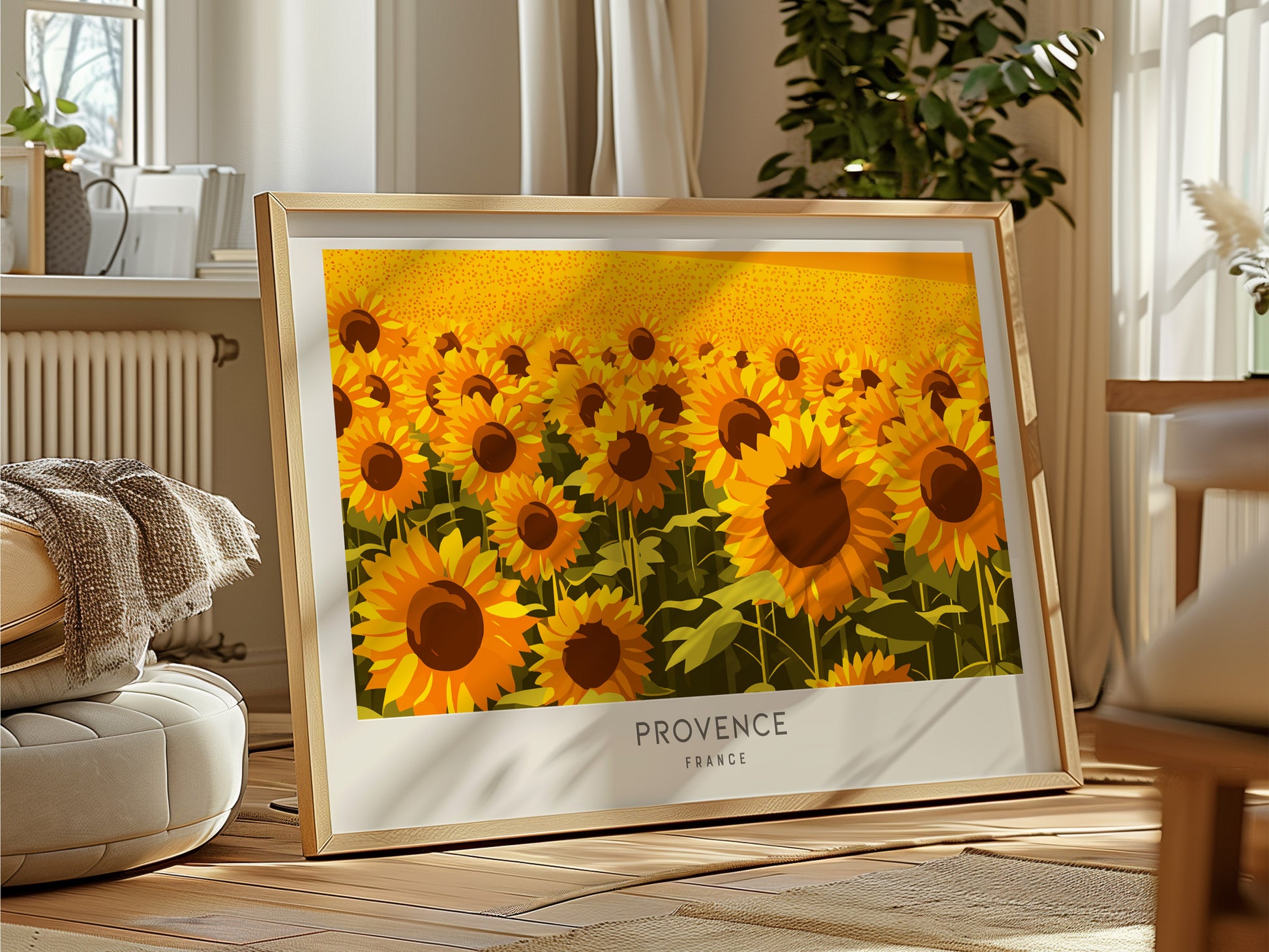 Provence Landscape Matte Border Poster | France Travel Wall Art — framed and ready to hang
