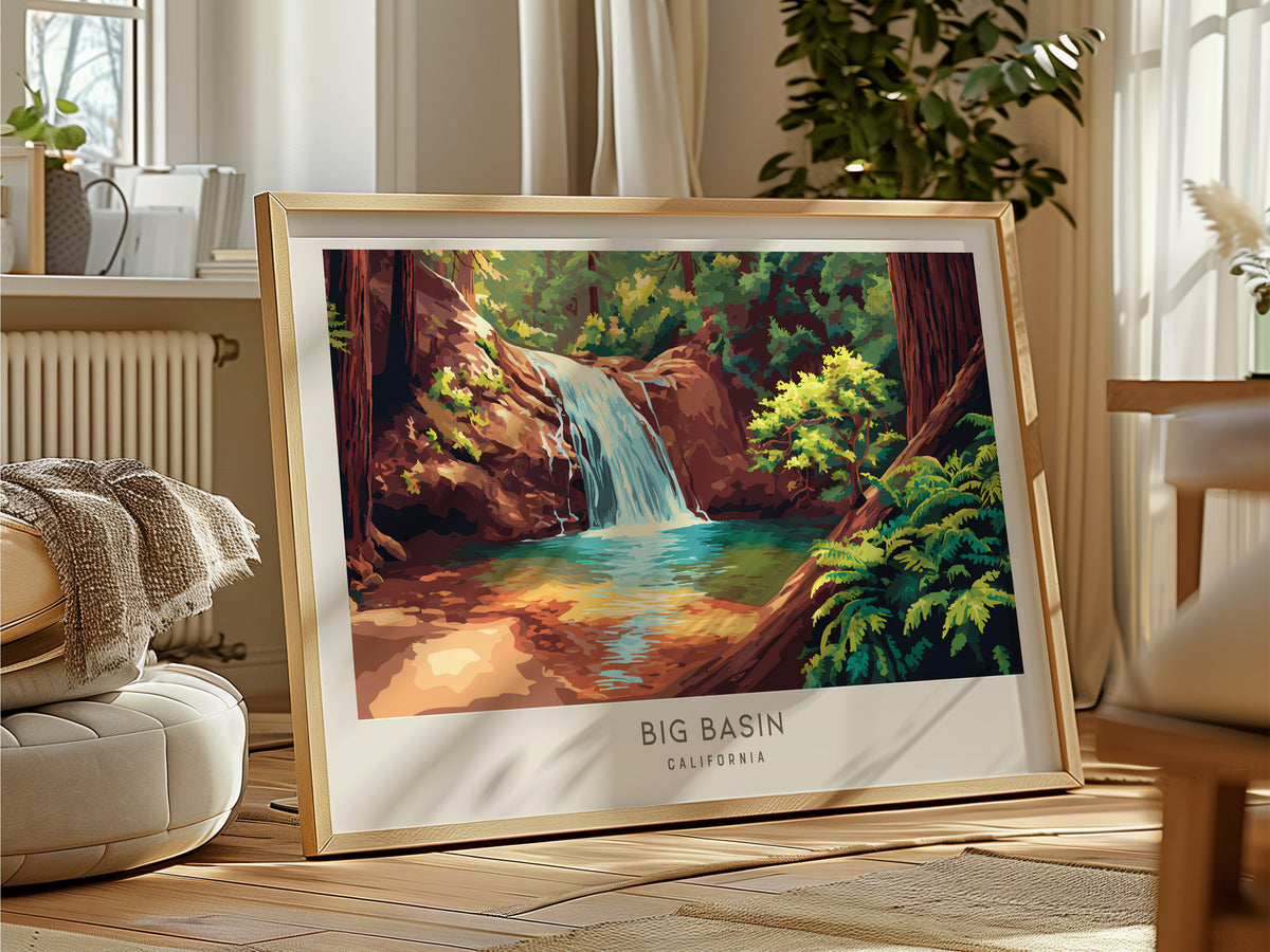 Big Basin Landscape Matte Border Poster | California Destination Print Framed or Unframed — framed and ready to hang
