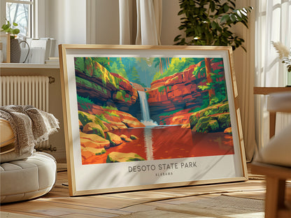 DeSoto State Park Landscape Matte Border Poster | Alabama Travel Gift Framed or Unframed — framed and ready to hang