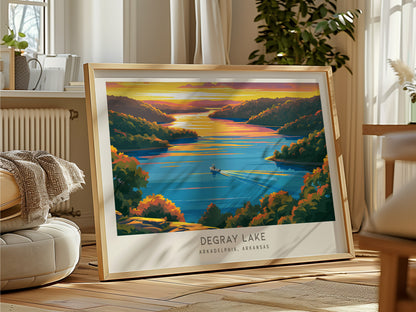 DeGray Lake Landscape Matte Border Poster | Arkadelphia, Arkansas Travel Gift — framed and ready to hang