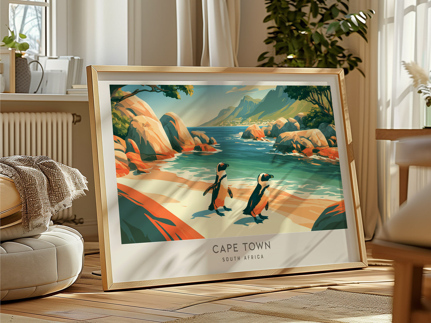 Cape Town Landscape Matte Border Poster | South Africa Vacation Wall Art — framed and ready to hang