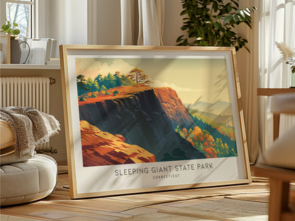 Sleeping Giant State Park Landscape Matte Border Poster | Connecticut Framed or Unframed Destination Print — framed and ready