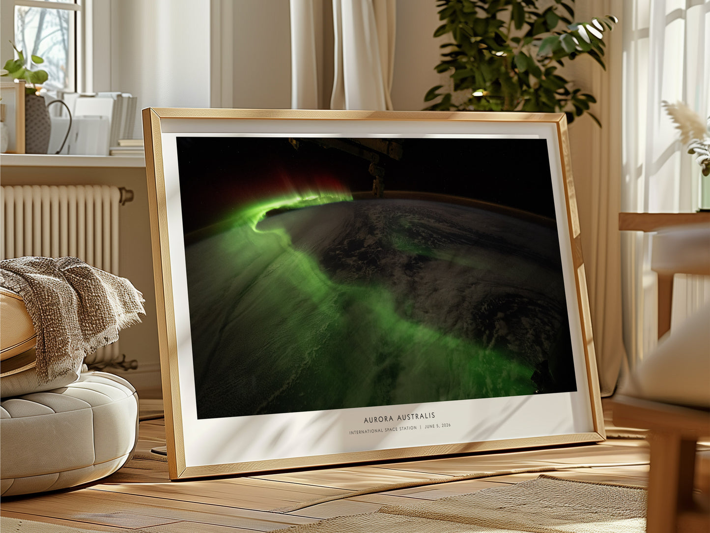 Aurora Australis Poster | NASA International Space Station Landscape Space Photography Wall Art — framed and ready to hang