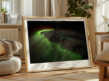 Aurora Australis Poster | NASA International Space Station Landscape Space Photography Wall Art — framed and ready to hang