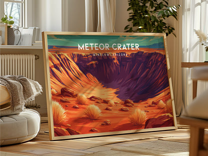 Meteor Crater Landscape Poster | Winslow, Arizona Framed or Unframed Vacation Wall Art — framed and ready to hang