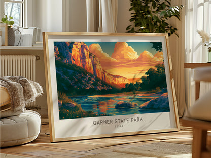 Garner State Park Landscape Matte Border Poster | Texas Hill Country Vacation Wall Art — framed and ready to hang
