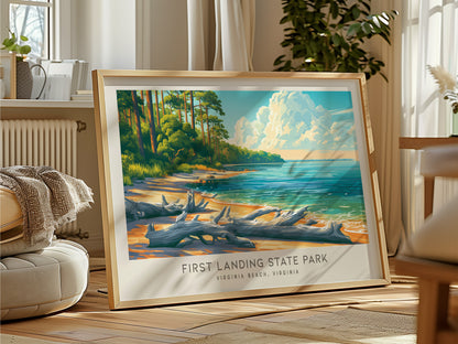 First Landing State Park Landscape Matte Border Poster | Virginia Beach, Virginia Vacation Wall Art — framed and ready to han