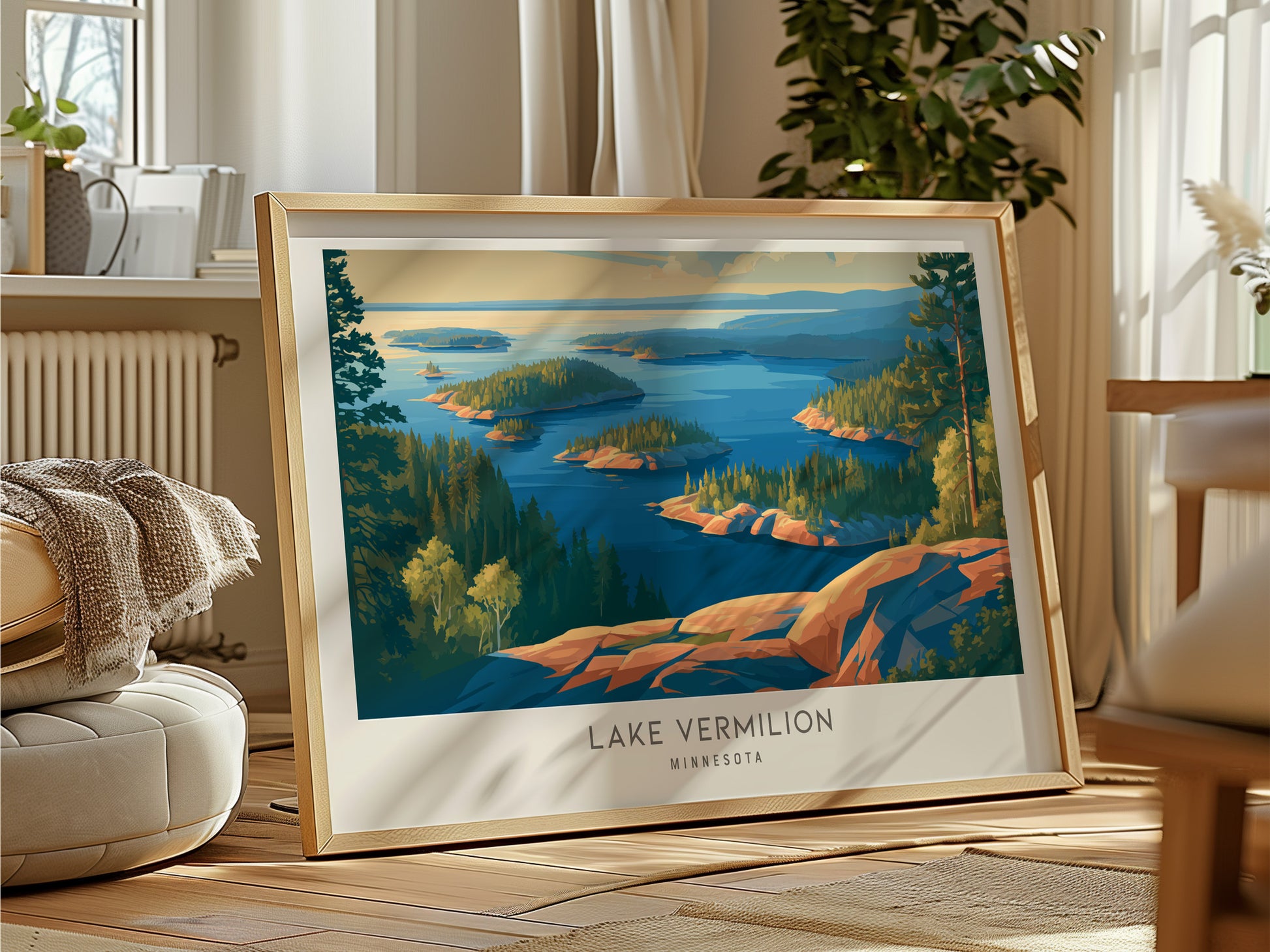 Lake Vermilion Landscape Matte Border Poster | Travel Wall Art — framed and ready to hang
