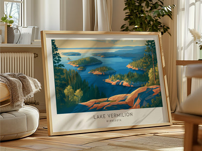 Lake Vermilion Landscape Matte Border Poster | Travel Wall Art — framed and ready to hang