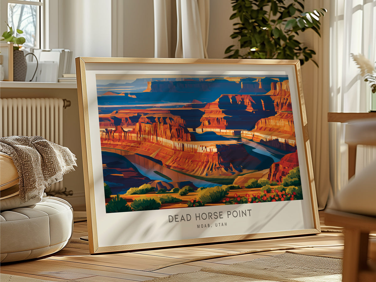 Dead Horse Point Landscape Matte Border Poster | Moab, Utah Travel Wall Art — framed and ready to hang