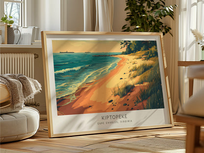 Kiptopeke Landscape Matte Border Poster | Cape Charles, Virginia Beach House Decor Travel Gift — framed and ready to hang