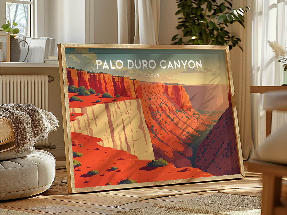 Palo Duro Canyon, Texas Landscape Poster | Framed or Unframed Canyon Wall Art — framed and ready to hang