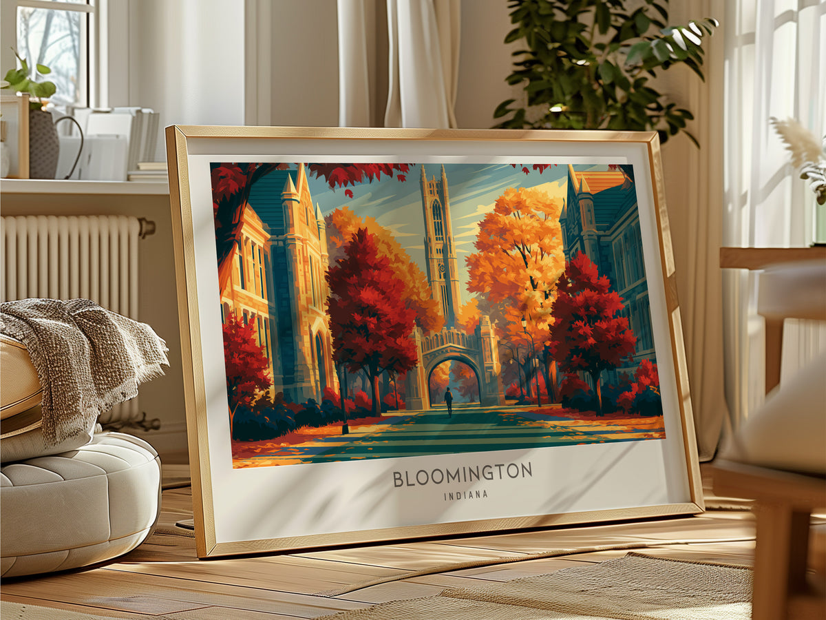 Bloomington Landscape Matte Border Poster | Indiana Travel Wall Art — framed and ready to hang
