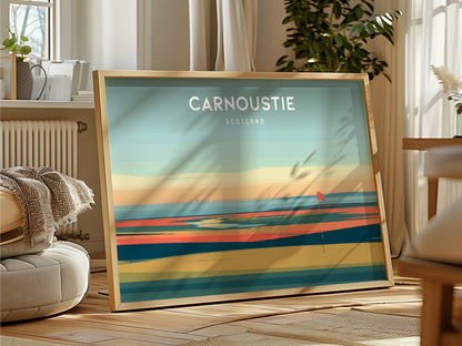 Carnoustie Landscape Poster | Scotland Golf Wall Art Framed or Unframed — framed and ready to hang
