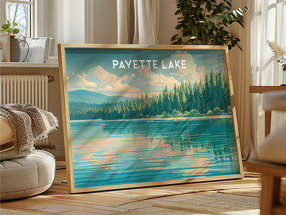 Payette Lake, Idaho Landscape Poster | Vacation Wall Art Framed or Unframed — framed and ready to hang
