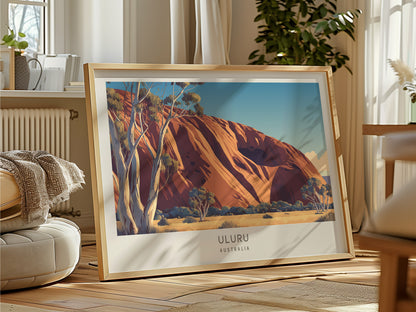 Uluru Landscape Matte Border Poster | Australia Vacation Wall Art — framed and ready to hang