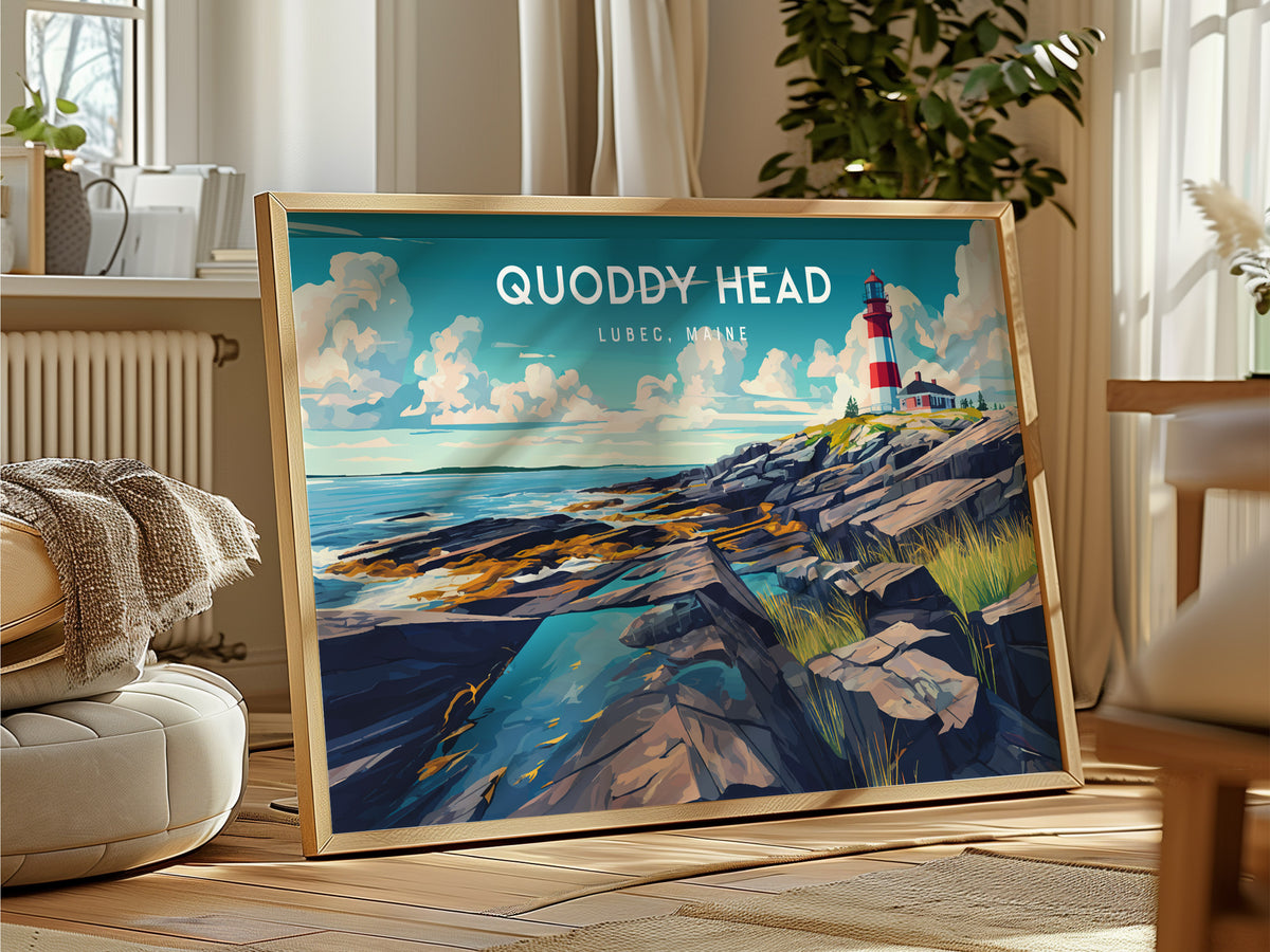 Quoddy Head Landscape Poster | Lubec, Maine Vacation Wall Art — framed and ready to hang
