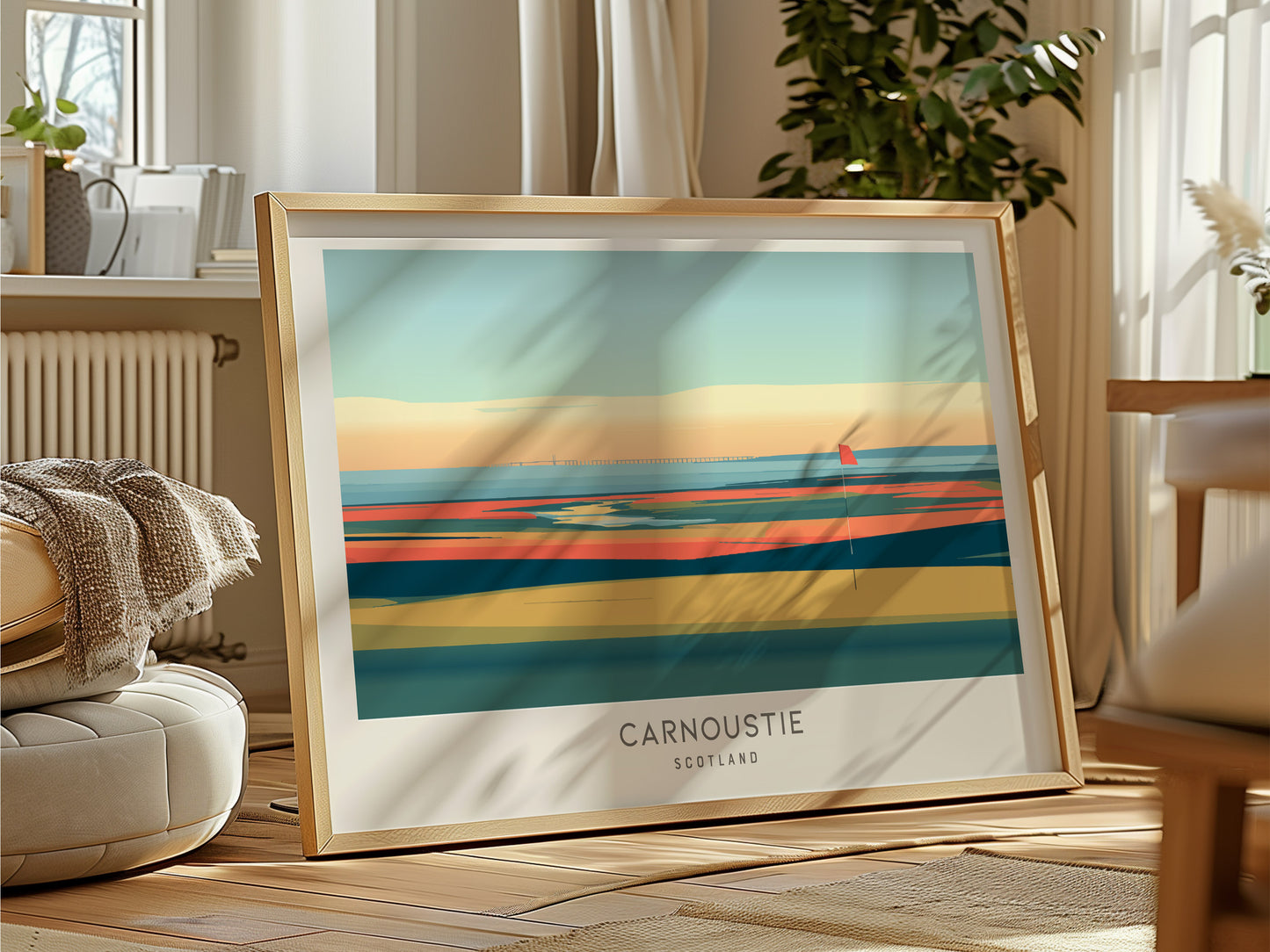 Carnoustie Landscape Matte Border Poster | Scotland Golf Course Print Travel Wall Art — framed and ready to hang