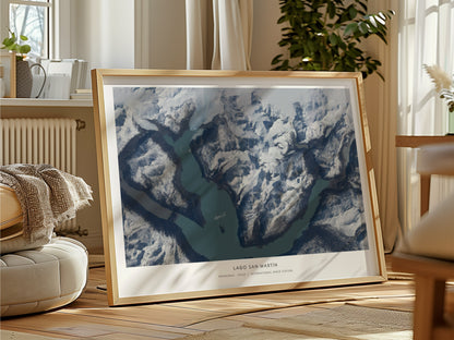 Lago San Martín Landscape Poster | NASA Space Photography Patagonia · Chile Astronomy Print — framed and ready to hang