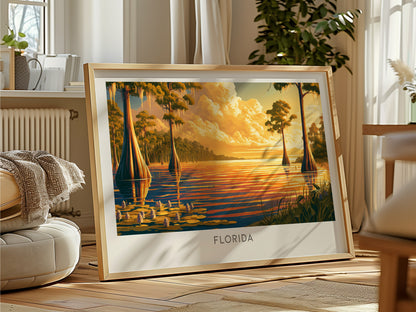 Florida Landscape Matte Border Poster | Travel Wall Art — framed and ready to hang