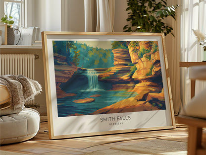 Smith Falls Landscape Matte Border Poster | Nebraska Framed or Unframed Travel Gift — framed and ready to hang
