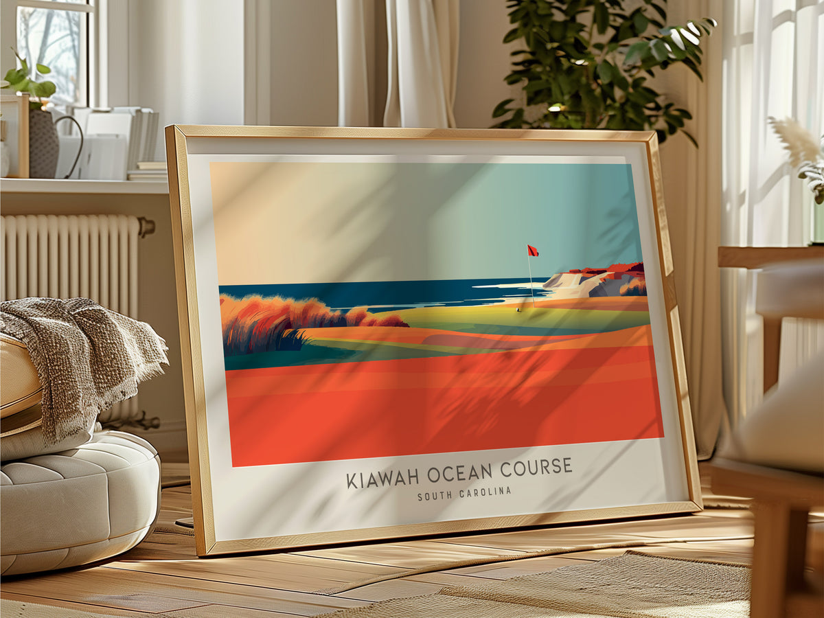 Kiawah Ocean Course Landscape Matte Border Poster | South Carolina Golf Course Print & Country Club Decor — framed and ready