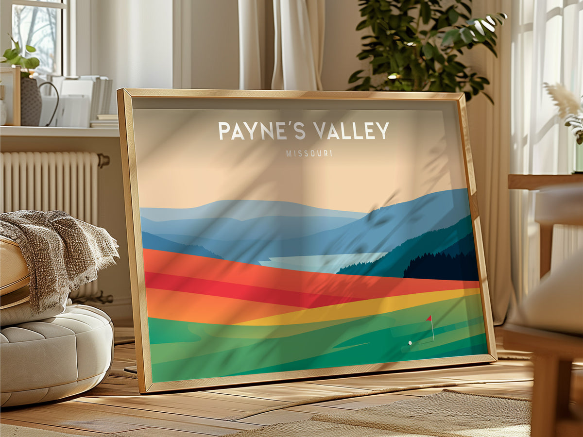 Payne's Valley Landscape Poster | Missouri Country Club Decor & Golf Course Print Wall Art — framed and ready to hang