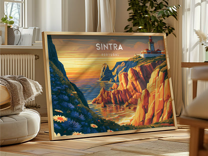Sintra, Portugal Landscape Poster | Fairy-Tale Castle & Garden Travel Gift Wall Art — framed and ready to hang