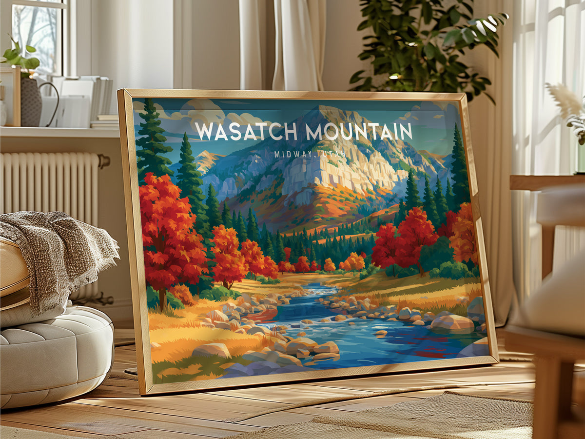Wasatch Mountain Landscape, Midway, Utah Poster | Alpine Valley Framed or Unframed Wall Art — framed and ready to hang