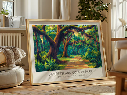 James Island County Park Landscape Matte Border Poster | Charleston, South Carolina Travel Wall Art — framed and ready to han